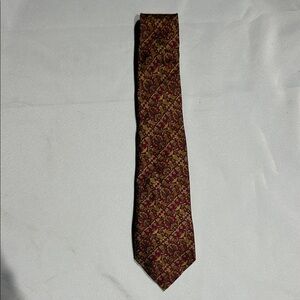100%Silk, Salvatore Ferragamo Red and Gold Patterned Tie
